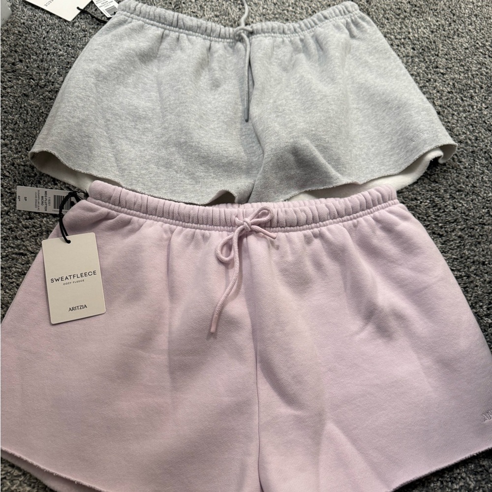 Aritzia Athletic Shorts - Light Gray and Soft Pink